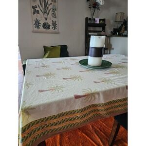 Couleur Nature Palm Tree‎ Cotton Tablecloth 59x86 Rectangular Tropical Coastal